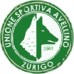 Wappen des US Avellino Zurigo: Wolfskopf im grünen Rund, Schriftzug Unione Sportiva Avellino Zurigo